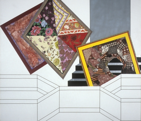Miriam Schapiro, Lady Gengi&#039;s Maze, 1972, acrylic and fabric on canvas, 72h x 80w in